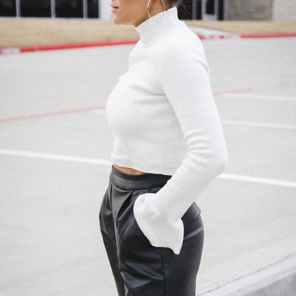 Wild Honey Mock Neck with Bell Sleeve Sweater - Picture 1 of 4